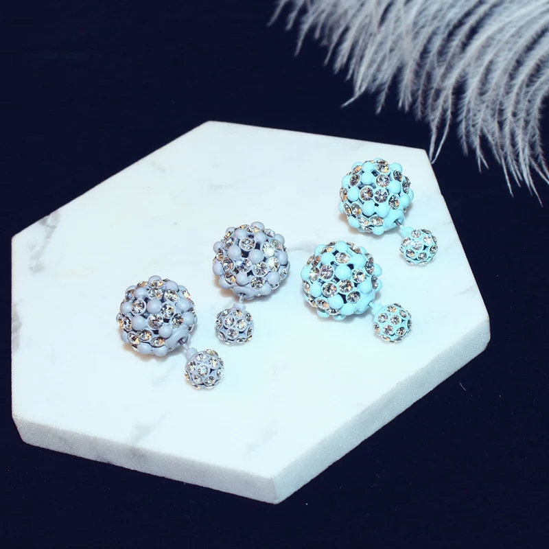 Crystal Rhinestone New Fashion Jewelry Hollow Out Double Side Stud Earrings Luxury Ball Micro Pave CZ Diamond Earrings For Women
Crystal Rhinestone New Fashion Jewelry Hollow Out Double Side Stud Earrings Luxury Ball Micro Pave CZ Diamond Earrings For Women