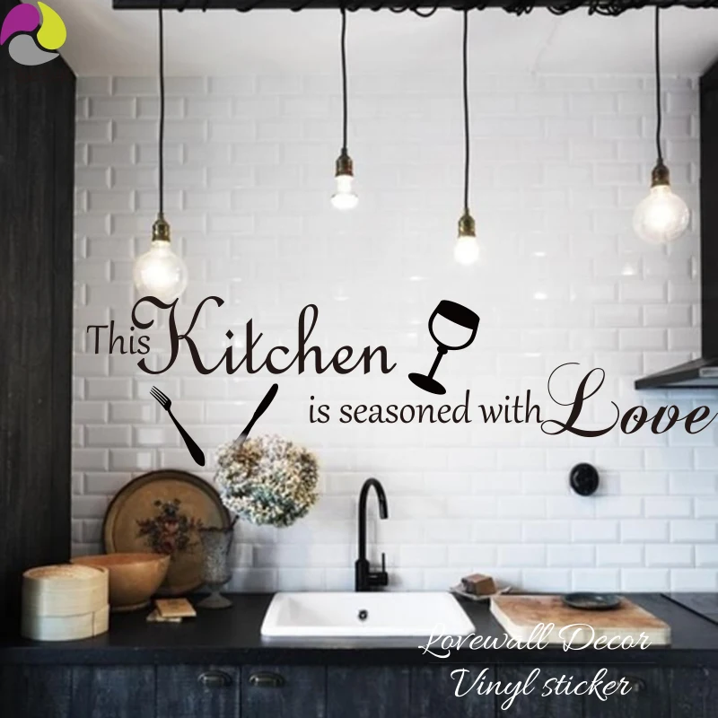 This Kitchen is seasoned with Love Kitchen Quote Wall Sticker Dining Room Cuision Tools Wine Wall Decal Vinyl Home Decor
This Kitchen is seasoned with Love Kitchen Quote Wall Sticker Dining Room Cuision Tools Wine Wall Decal Vinyl Home Decor