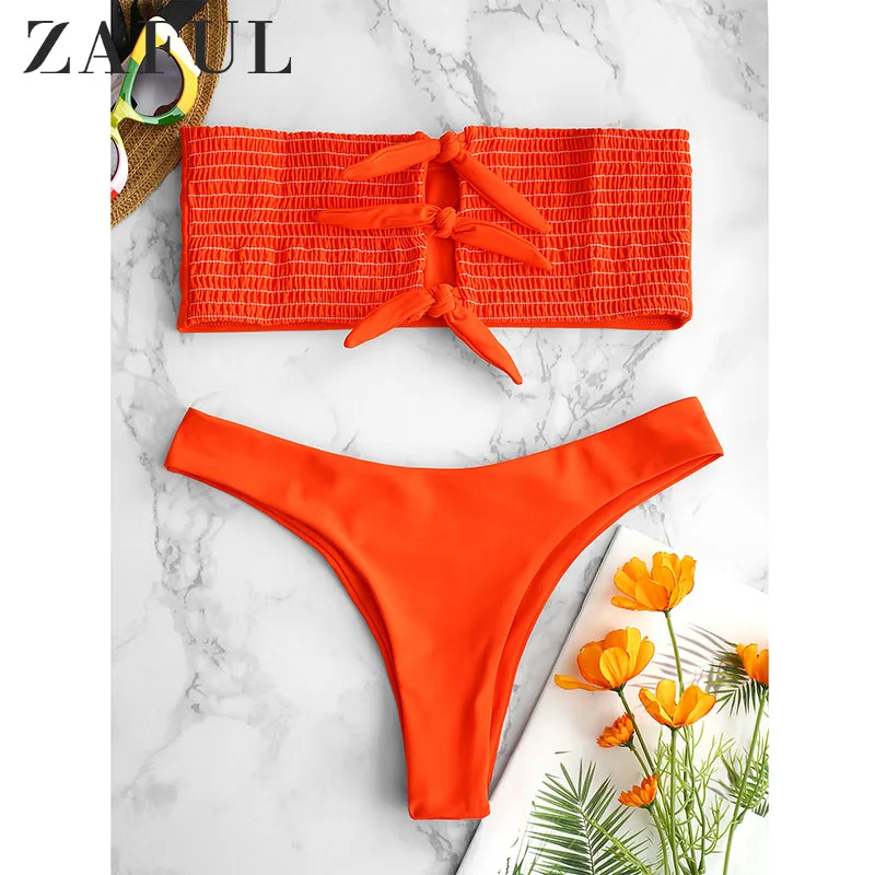 ZAFUL Floral Lace-up Shirred Bandeau Bikini 2019 Strapless Smocked Bikini Unlined Wire Free Swimsuit Summer Beach Wear Biquini
ZAFUL Floral Lace-up Shirred Bandeau Bikini 2019 Strapless Smocked Bikini Unlined Wire Free Swimsuit Summer Beach Wear Biquini