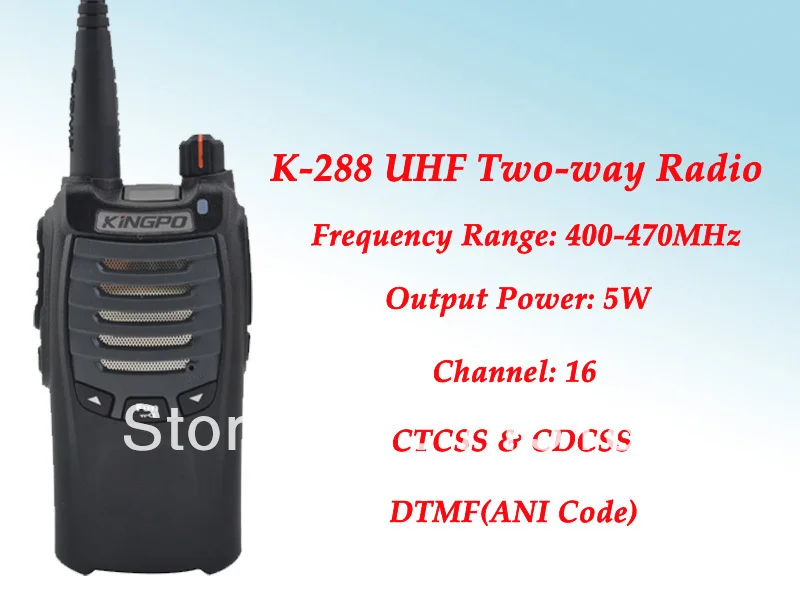 2013 New arrival KINGPO K-288 interphone UHF 400-480MHz 5W 16CH CB ham radio UHF portable two way radio for hotel/police
2013 New arrival KINGPO K-288 interphone UHF 400-480MHz 5W 16CH CB ham radio UHF portable two way radio for hotel/police