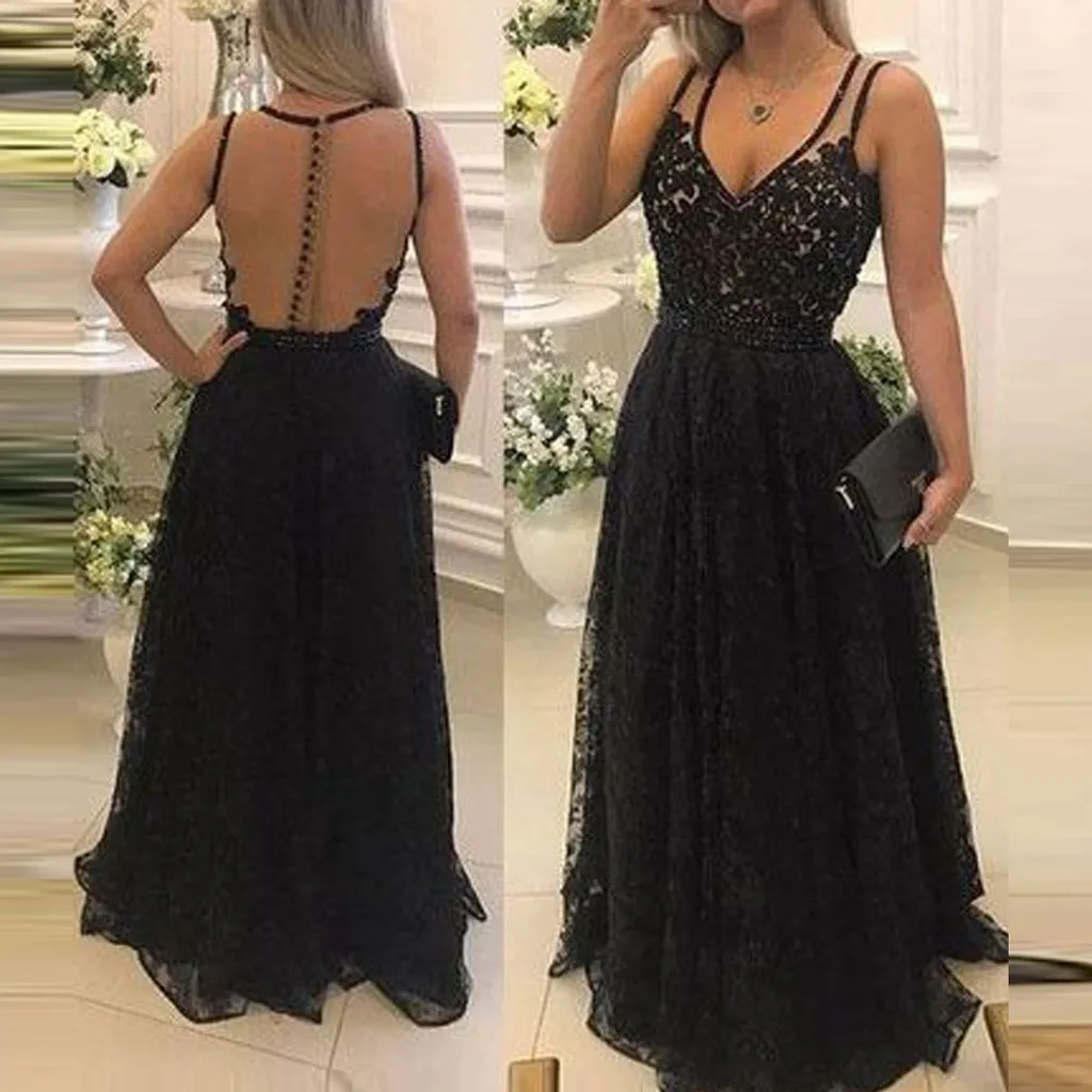 Black Sexy V-Neck Long Dress Fashion Women Sexy Backless Lace V-Neck Dinner Suit Sleeveless Long Dress vestido de festa longo #C
Black Sexy V-Neck Long Dress Fashion Women Sexy Backless Lace V-Neck Dinner Suit Sleeveless Long Dress vestido de festa longo #C