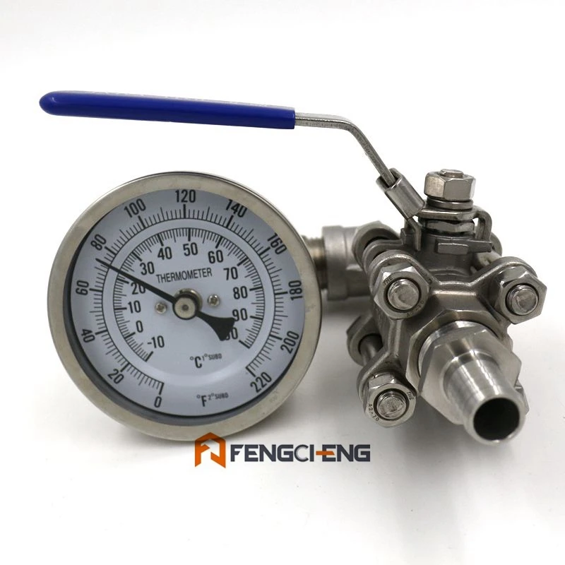 1/2" In-line Thermometer & 3pc Ball Valve Counterflow Wort Chiller Homebrew Beer
1/2" In-line Thermometer & 3pc Ball Valve Counterflow Wort Chiller Homebrew Beer