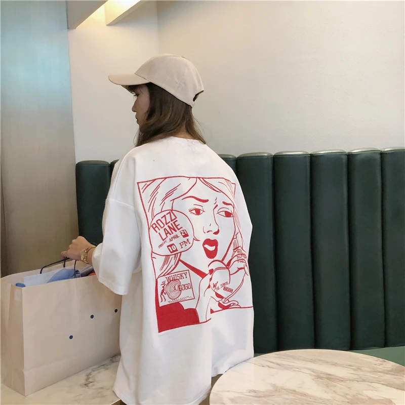 Women's T-shirt Tunic Kawaii Ladies Vintage Casual Embroidered Loose Tshirt Girl Punk Female Ulzzang Harajuku Top For Women
Women's T-shirt Tunic Kawaii Ladies Vintage Casual Embroidered Loose Tshirt Girl Punk Female Ulzzang Harajuku Top For Women
