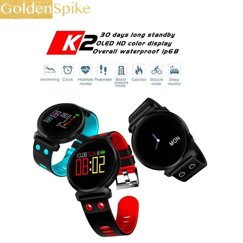 Waterproof IP68 smart band K2 support Heart rate Blood pressure Bluetooth for iOS Android phone PK honor band 3 mi band 2
Waterproof IP68 smart band K2 support Heart rate Blood pressure Bluetooth for iOS Android phone PK honor band 3 mi band 2