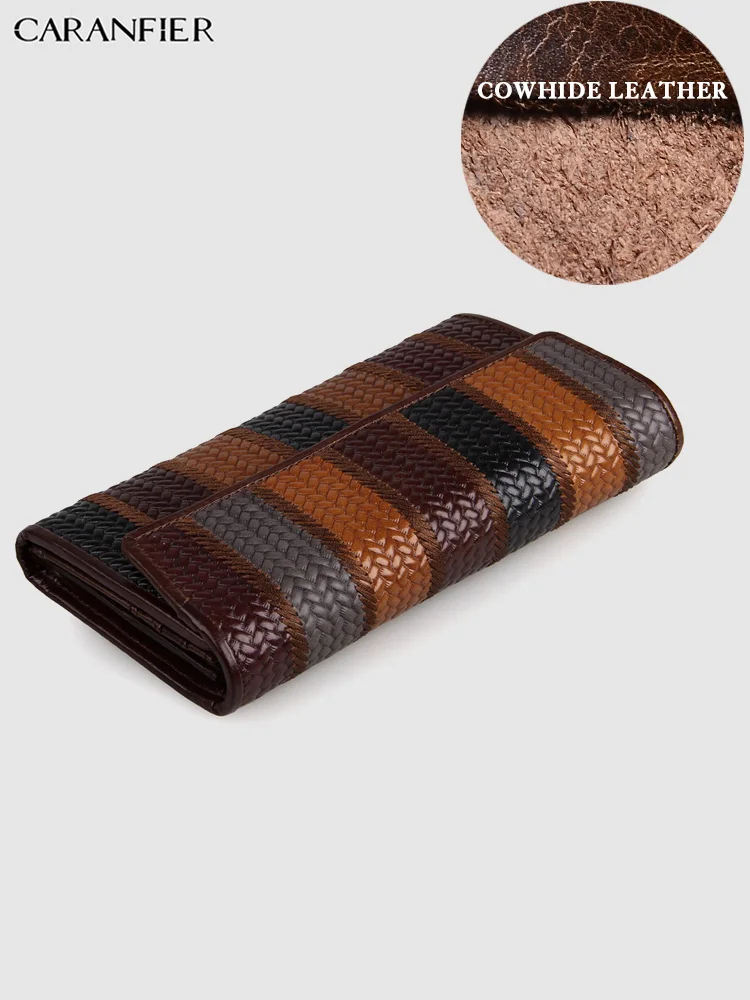 CARANFIER Women Long Wallets Genuine Cowhide Leather Embroidery Striped Purse Casual Multi-card Position Clutch Coin Pocket
CARANFIER Women Long Wallets Genuine Cowhide Leather Embroidery Striped Purse Casual Multi-card Position Clutch Coin Pocket