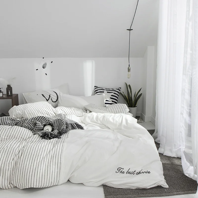 Solid Color Stitching Pattern Solid Color 4 Pcs Bedding Set Cotton Bedclothes Blue Gray Bed Linens Duvet Cover Set Bed Sheet
Solid Color Stitching Pattern Solid Color 4 Pcs Bedding Set Cotton Bedclothes Blue Gray Bed Linens Duvet Cover Set Bed Sheet