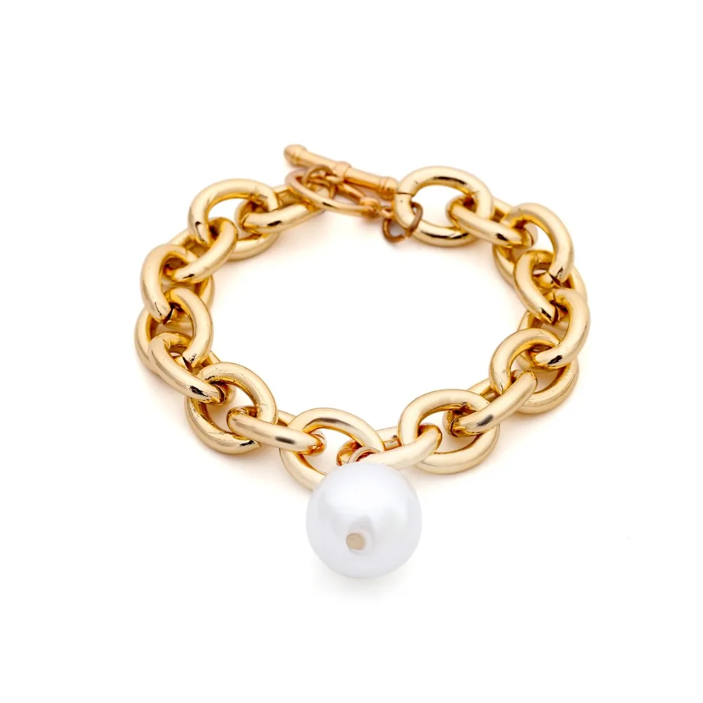 Bohemian Imitation Pearl Pendant Bracelet Bangle Women Wedding Accessories Punk Heavy Thick Chain Gold and Silver Bracelet
Bohemian Imitation Pearl Pendant Bracelet Bangle Women Wedding Accessories Punk Heavy Thick Chain Gold and Silver Bracelet