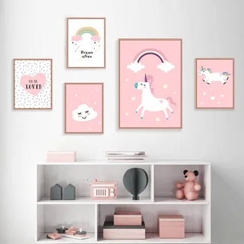 Baby Wall Art Pink Cartoon Rainbow Unicorn Posters and Prints Nordic Nursery Paintings Pictures Gilr Room Decoration Home Decor
Baby Wall Art Pink Cartoon Rainbow Unicorn Posters and Prints Nordic Nursery Paintings Pictures Gilr Room Decoration Home Decor