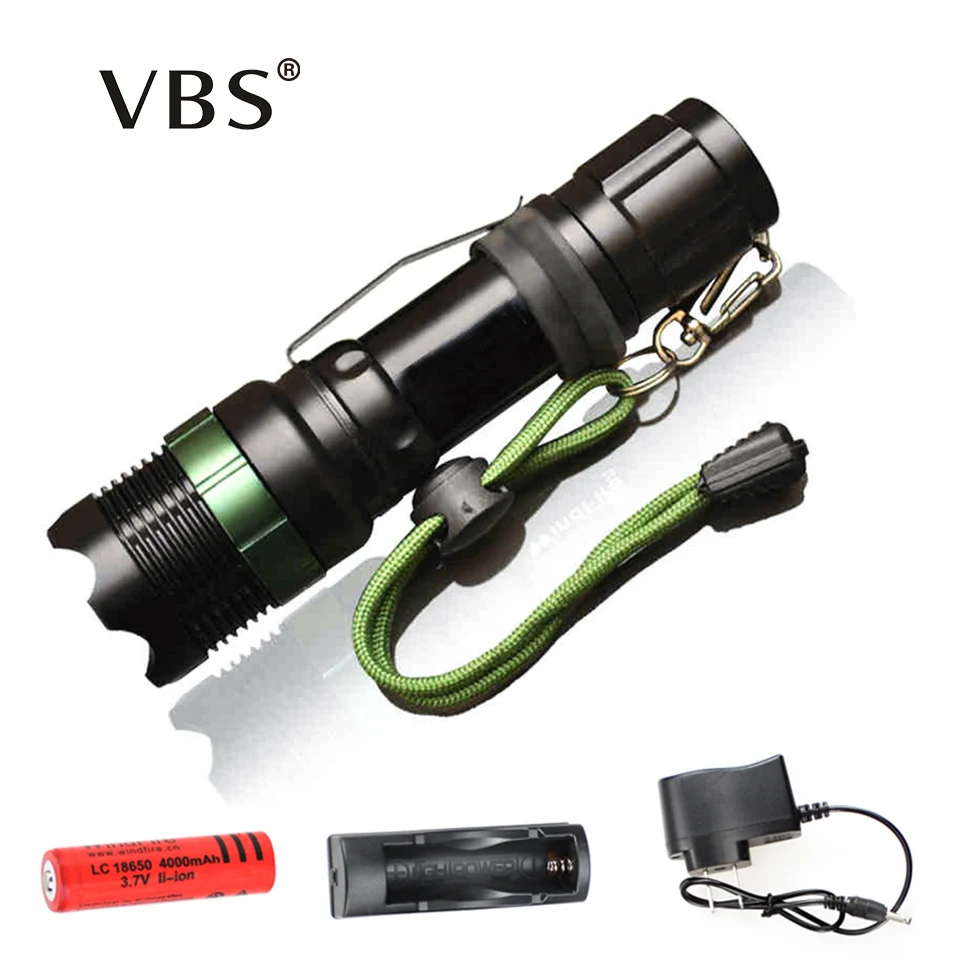 

Flashlight CREE Q5 / XM-L T6 1000lm / 2000Lumens LED Torch Zoomable Cree LED Flashlight Torch light Recharger + 18650 battery