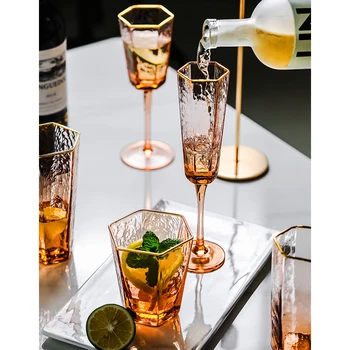 Nordic High-grade hexagonal Hammer stripe gold-rimmed wine glass Crystal Glass Champagne Cup Household Whisky glass Water Cup
Nordic High-grade hexagonal Hammer stripe gold-rimmed wine glass Crystal Glass Champagne Cup Household Whisky glass Water Cup