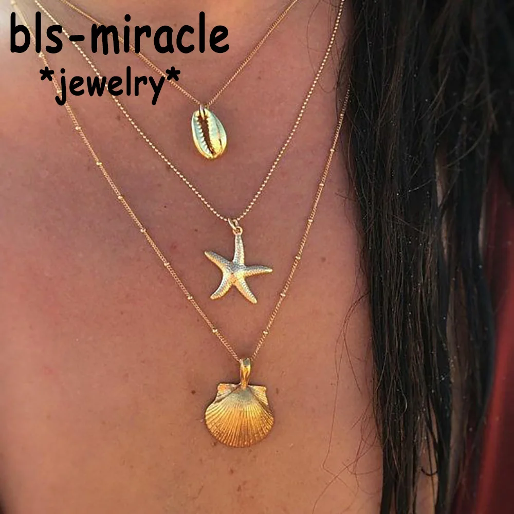 Vintage Starfish Multi layer Necklaces & Pendants For Women Girl Gold Beach Style Choker Long Necklace 2019 BOHO Jewelry
Vintage Starfish Multi layer Necklaces & Pendants For Women Girl Gold Beach Style Choker Long Necklace 2019 BOHO Jewelry