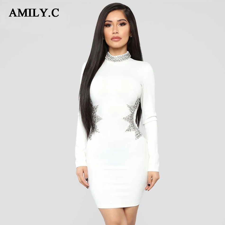 Amily.c New spring dress women's dress sexy long-sleeved beaded diamond white bandage dress 2019 Bodycon fashion party dress
Amily.c New spring dress women's dress sexy long-sleeved beaded diamond white bandage dress 2019 Bodycon fashion party dress