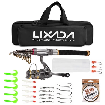 Lixada Telescopic Fishing Rod Reel Combo Full Kit Spinning Reel with 100M Line Lures Hooks Jig Head Carrier Bag for Pesca
Lixada Telescopic Fishing Rod Reel Combo Full Kit Spinning Reel with 100M Line Lures Hooks Jig Head Carrier Bag for Pesca