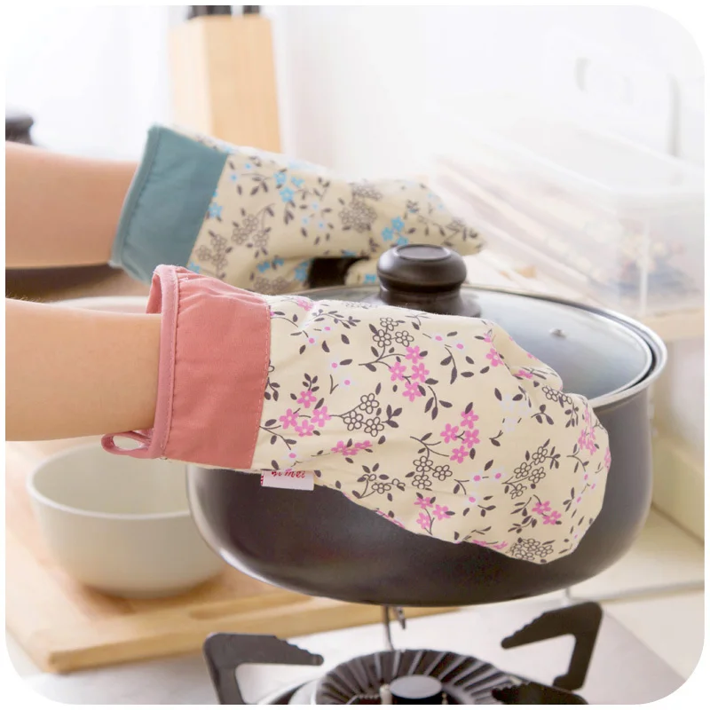 Image Home classic small floral kitchen microwave oven mitts thick Glove single sale