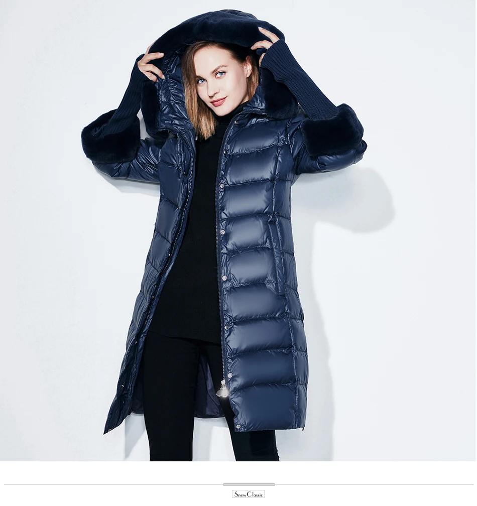 Snowclassic Winter Women Coat Jacket Padded Hooded Coats Three Quarter Warm Jackets Fur Collar Zipper Solid High Quality New 9