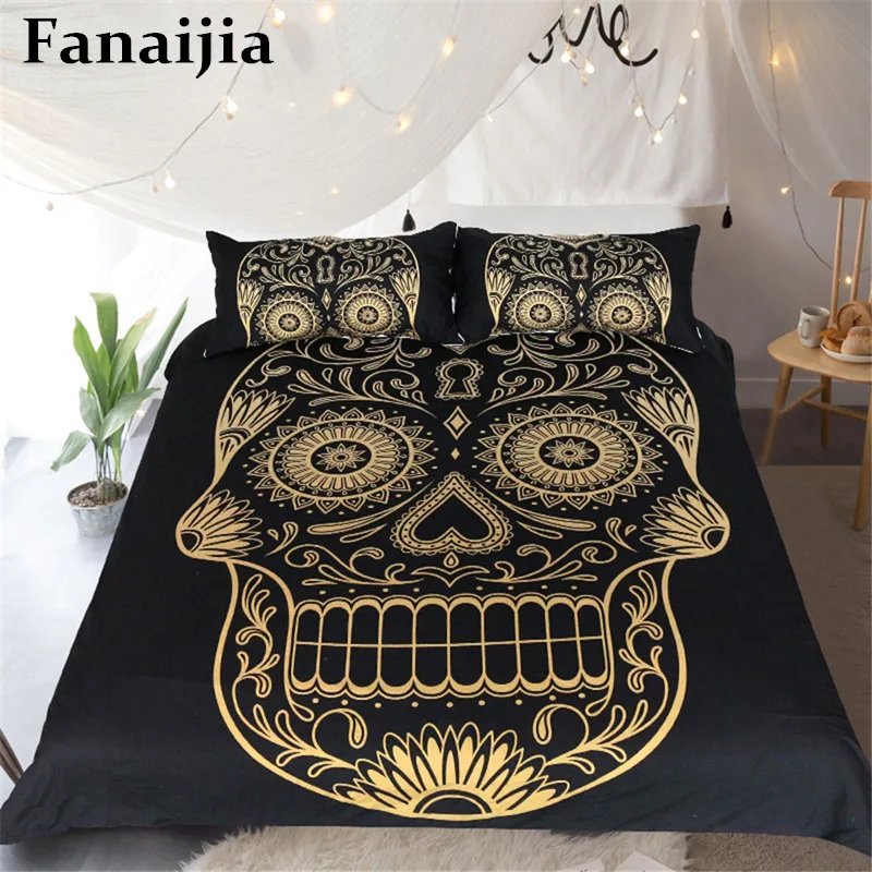 Fanaijia black Sugar skull Duvet Cover set with pillowcase 3pcs 3D Print bedding set queen size Home Cool Design Queen AU Bed
Fanaijia black Sugar skull Duvet Cover set with pillowcase 3pcs 3D Print bedding set queen size Home Cool Design Queen AU Bed