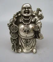 Collectible Decorated Old Handwork Tibet Silver Carved Maitreya Buddha Statue/ Maitreya Buddhist Monk Sculpture
Collectible Decorated Old Handwork Tibet Silver Carved Maitreya Buddha Statue/ Maitreya Buddhist Monk Sculpture