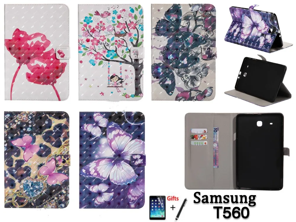 Умный чехол для Samsung Galaxy Tab E 9 6 T560 SM-T560 T561 Модный планшета из искусственной кожи с