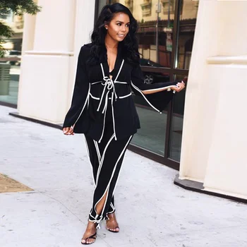 Work Fashion Pant Suits 2 Piece Set for Women Side Stripe Belt Blazer Bat Sleeve Jacket & Trouser Office Lady Suit Feminino 2018
Work Fashion Pant Suits 2 Piece Set for Women Side Stripe Belt Blazer Bat Sleeve Jacket & Trouser Office Lady Suit Feminino 2018