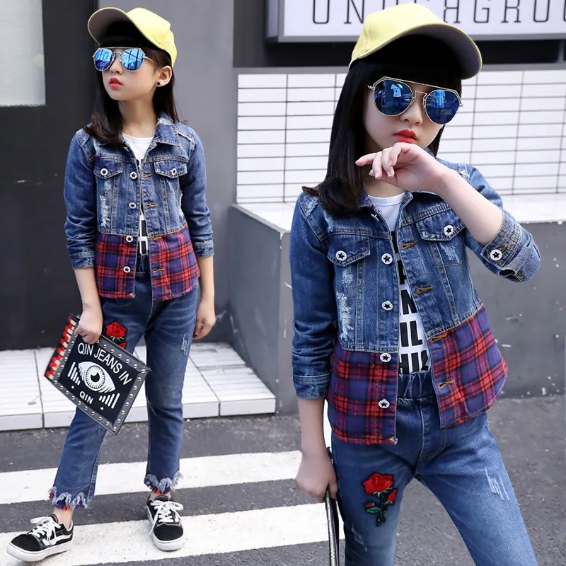 Children's wear cowboy suits spring and Autumn Festival 2020 new baby girl clothes jean sets plaid denim jacket+jeans body suit
Children's wear cowboy suits spring and Autumn Festival 2020 new baby girl clothes jean sets plaid denim jacket+jeans body suit