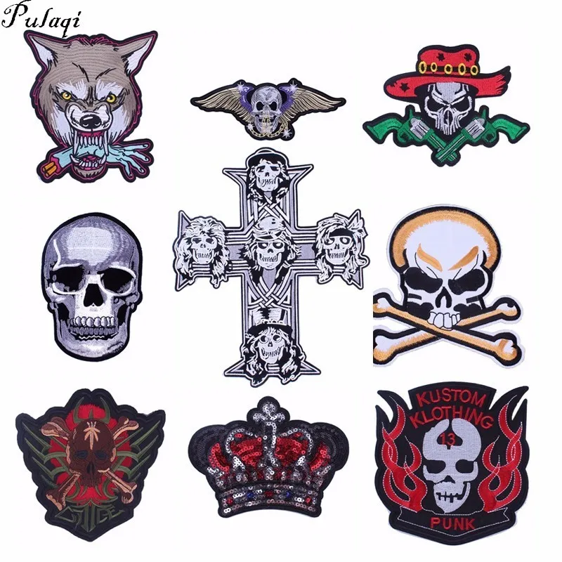 Pulaqi Cool Punk Style Patches Iron on Clothes Wolf Cross Skull Applique Big Diy Crown Coat T-shirt Bag Stickers Accessories H
Pulaqi Cool Punk Style Patches Iron on Clothes Wolf Cross Skull Applique Big Diy Crown Coat T-shirt Bag Stickers Accessories H