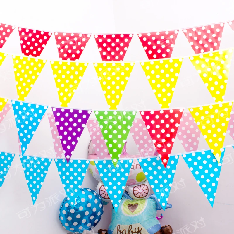 2 5 M Colorful Polka Dot Paper Banners Flags Backdrop Decorations