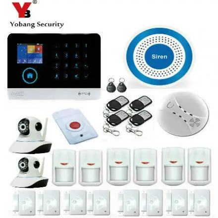 

Yobang Security Wireless WIFI 2.4inch Touch Keypad Alarm System Wireless Smoke Detector Wireless Indoor Siren For Home Security