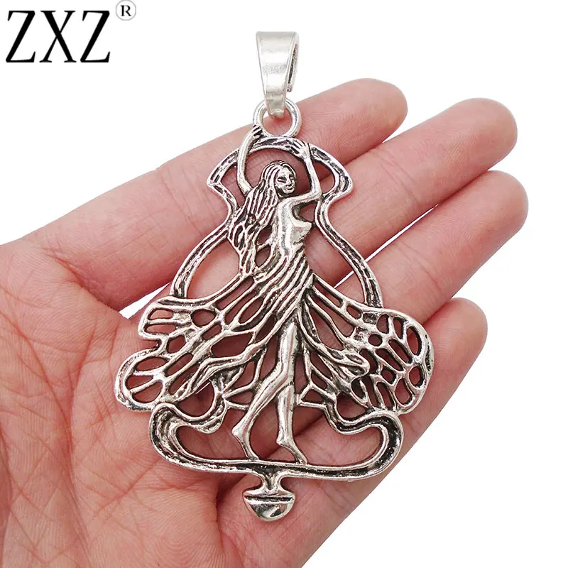 ZXZ 2pcs Antique Silver Tone Large Fairy Charms Pendants for Necklace Jewelry Making Findings 72x53mm
ZXZ 2pcs Antique Silver Tone Large Fairy Charms Pendants for Necklace Jewelry Making Findings 72x53mm