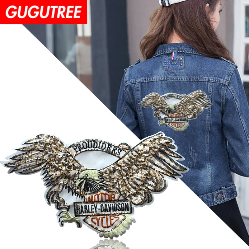 GUGUTREE embroidery Sequins big eagle patches bird patches badges applique patches for clothing XC-303
GUGUTREE embroidery Sequins big eagle patches bird patches badges applique patches for clothing XC-303