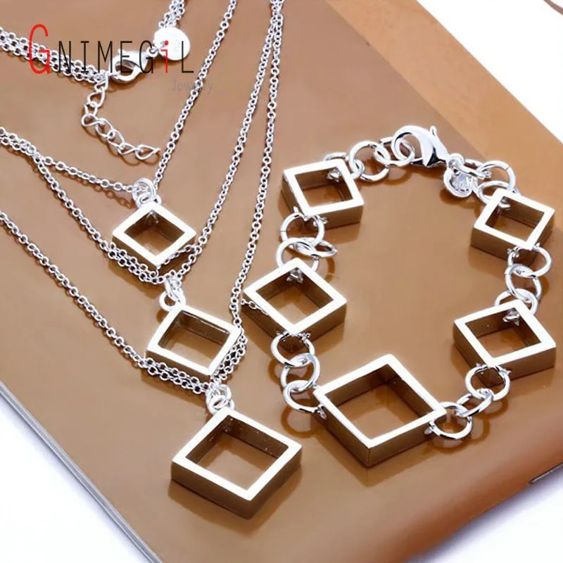 GNIMEGIL Wholesale Fancy Chic Square Set Fashion 925 Stamped Silver Plated Jewelry Sets Necklace Bracelet 18 inch 8 inch Jewelry
GNIMEGIL Wholesale Fancy Chic Square Set Fashion 925 Stamped Silver Plated Jewelry Sets Necklace Bracelet 18 inch 8 inch Jewelry