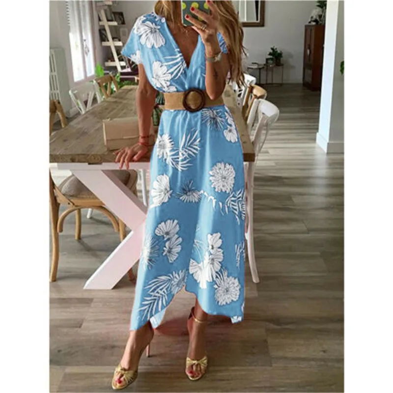 Women Long Maxi Boho Floral Dress Summer Beach Short Sleeve V neck Evening Party Bohemian Beach Dress 2019 Summer Style Dresses
Women Long Maxi Boho Floral Dress Summer Beach Short Sleeve V neck Evening Party Bohemian Beach Dress 2019 Summer Style Dresses