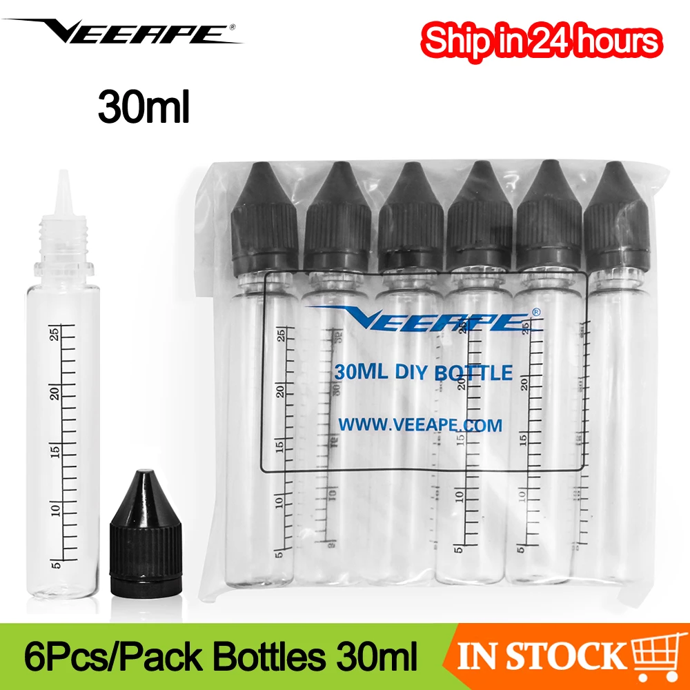 

6Pcs/Pack Original Veeape Electronic Cigarette Vape Bottles 30ml With Scale e-liquid Dropper bottle E juice Bottle For RDA RTA