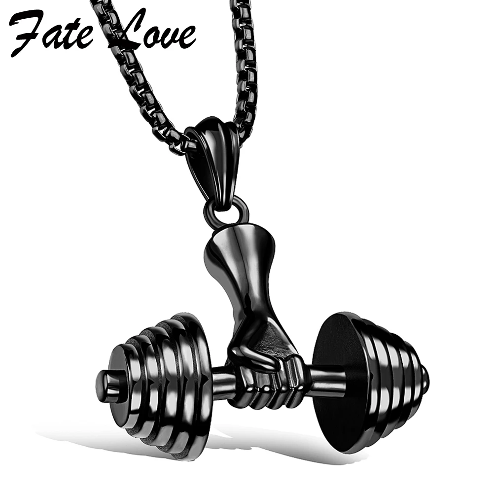 Fate Love Mens Jewellery Dumbbell Necklace Men Collares Stainless Steel Jewelry Sport Fitness Barbell Pendant Necklaces Colar
Fate Love Mens Jewellery Dumbbell Necklace Men Collares Stainless Steel Jewelry Sport Fitness Barbell Pendant Necklaces Colar