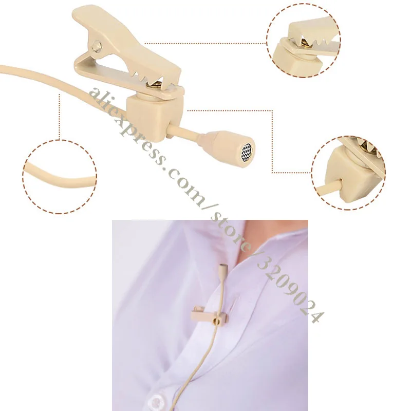 Skin Tie Clip Voice Lavalier Lapel Microphone for Sennheiser EW G1 G2 G3 Wireless Transmitter - Omnidirectional Condenser Mic |
