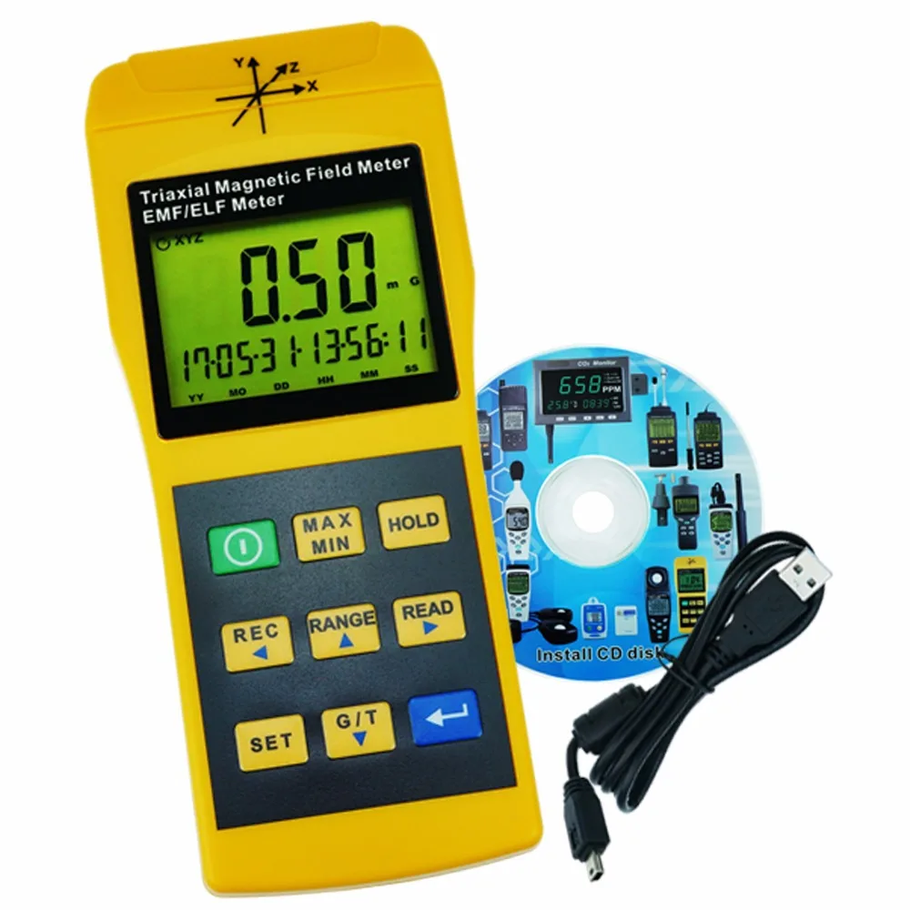 Digital EMF Radiation Meter 2000Hz EMF ELF Magnetic Field Meter 2000mG Datalogger with USB PC Software DC magnetic Field Meter
Digital EMF Radiation Meter 2000Hz EMF ELF Magnetic Field Meter 2000mG Datalogger with USB PC Software DC magnetic Field Meter