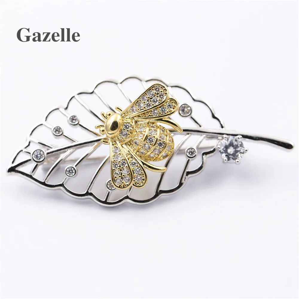 Gazelle Fashion AAA Cubic Zircon Wing Bee leaf Plants&Insects Gold-Sliver Color Brooches For Women And Men Weddings Pins Gifts
Gazelle Fashion AAA Cubic Zircon Wing Bee leaf Plants&Insects Gold-Sliver Color Brooches For Women And Men Weddings Pins Gifts