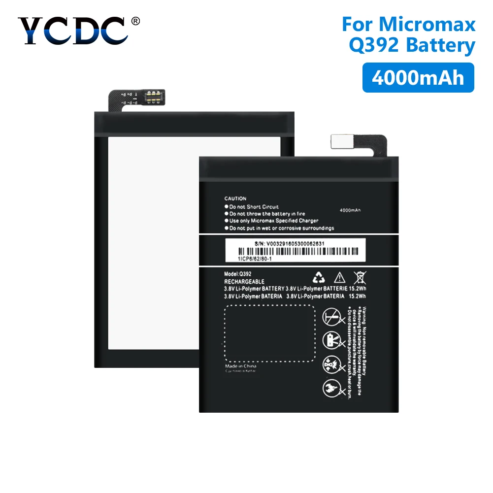 High Quality 4000mAh 3.8V Battery For Micromax Q392 Cell Phone Replacement Lithium Polymer Mobile Phone Batteries
High Quality 4000mAh 3.8V Battery For Micromax Q392 Cell Phone Replacement Lithium Polymer Mobile Phone Batteries