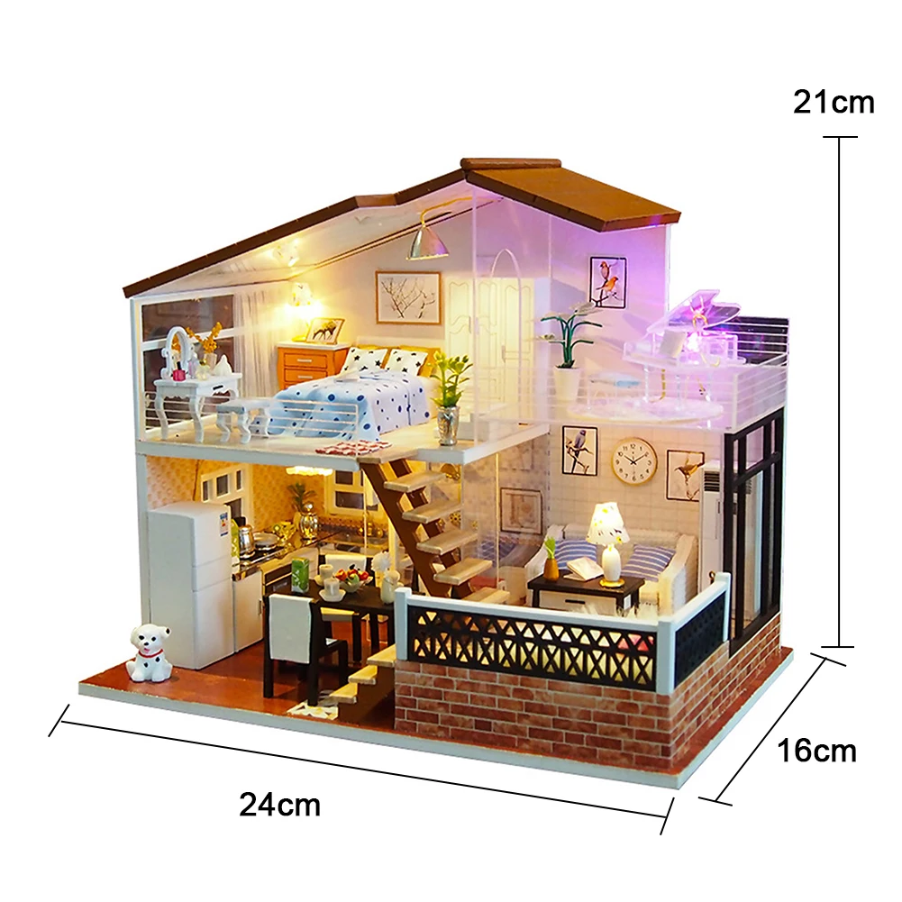 Diy Dollhouse Miniature Doll House Diy Cabin Sunligh With