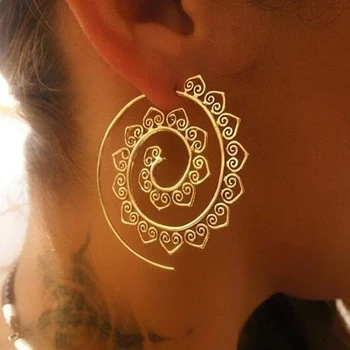 Exknl Bohemian Round Spiral Drop Earrings Big Ethnic Gold Silver Color Punk Whirlpool Gear Earrings for Women Fashion Jewelry
Exknl Bohemian Round Spiral Drop Earrings Big Ethnic Gold Silver Color Punk Whirlpool Gear Earrings for Women Fashion Jewelry