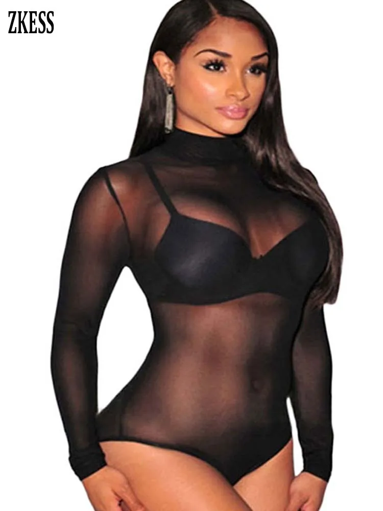 ZKess Women Black Mesh Unlined Mock Neck Bodysuit Sexy Turtleneck Sheer Lace Long Sleeves Party Club Bedtime Bodysuits LC3278
ZKess Women Black Mesh Unlined Mock Neck Bodysuit Sexy Turtleneck Sheer Lace Long Sleeves Party Club Bedtime Bodysuits LC3278