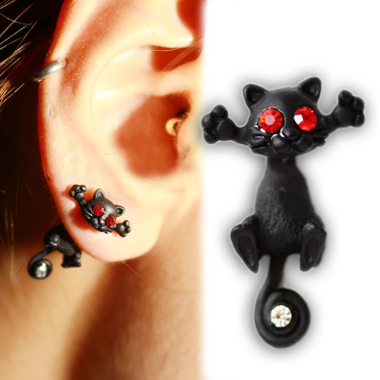 2017 New Fashion Cat earring cute fine Black Kitten Jewelry Piercing Ear Stud Earrings for Women
2017 New Fashion Cat earring cute fine Black Kitten Jewelry Piercing Ear Stud Earrings for Women
