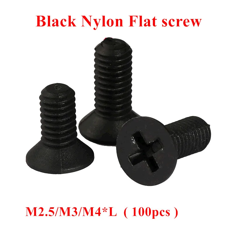 100pcs M2.5 M3 M4 Black Plastic Nylon Countersunk Flat Phillips head Machine Screws Bolts
100pcs M2.5 M3 M4 Black Plastic Nylon Countersunk Flat Phillips head Machine Screws Bolts