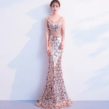 New V-Neck Bling Mermaid Chinese Sexy Sequins Oriental Party Female Cheongsam Stage Show Qipao Elegant Celebrity Banquet Dresses
New V-Neck Bling Mermaid Chinese Sexy Sequins Oriental Party Female Cheongsam Stage Show Qipao Elegant Celebrity Banquet Dresses