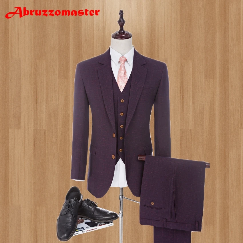 Brand Men Burgundy Wedding Suits 2019 Fashion Notched Lapel Mens Blue Tuxedo Two Buttons Men Suits (jacket+Vest+Pant)
Brand Men Burgundy Wedding Suits 2019 Fashion Notched Lapel Mens Blue Tuxedo Two Buttons Men Suits (jacket+Vest+Pant)