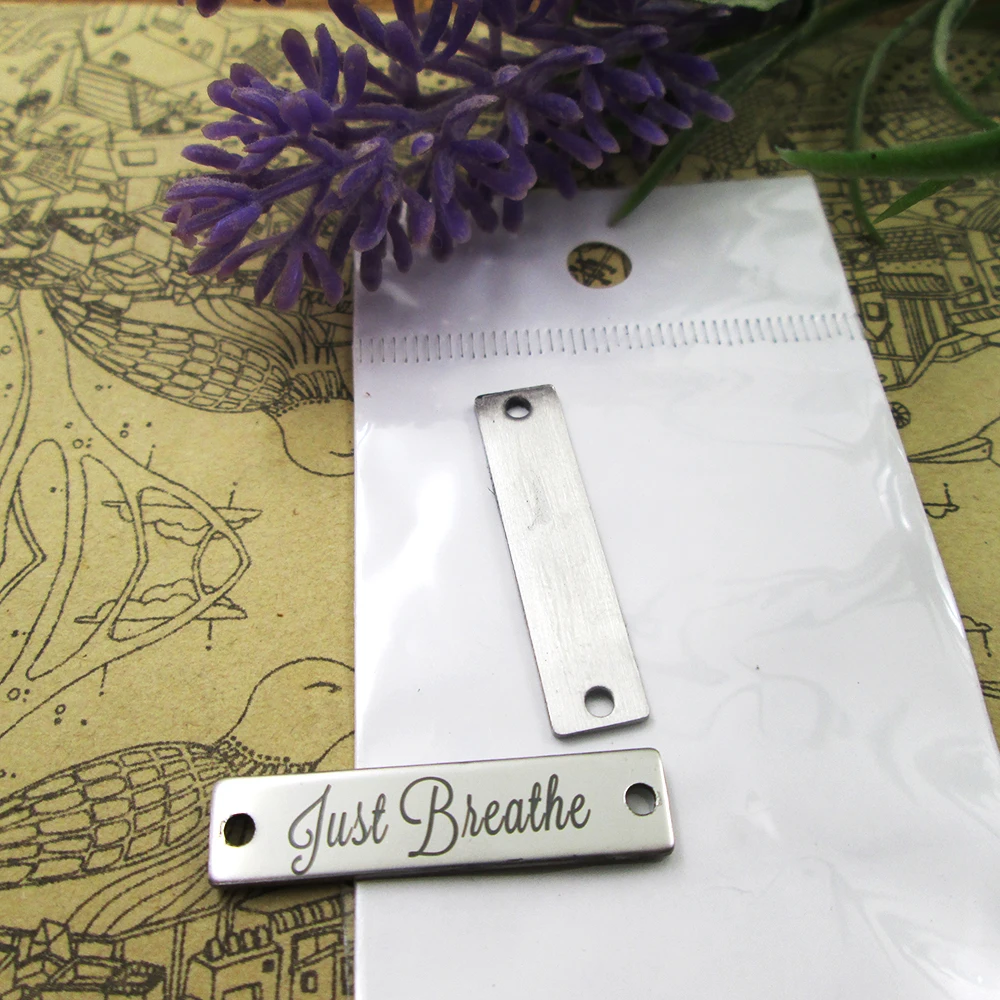 20pcs--Just Breathe Connector stainless steel charms more style for choosing DIY Charms pendants for necklace 30x7mm 
20pcs--Just Breathe Connector stainless steel charms more style for choosing DIY Charms pendants for necklace 30x7mm