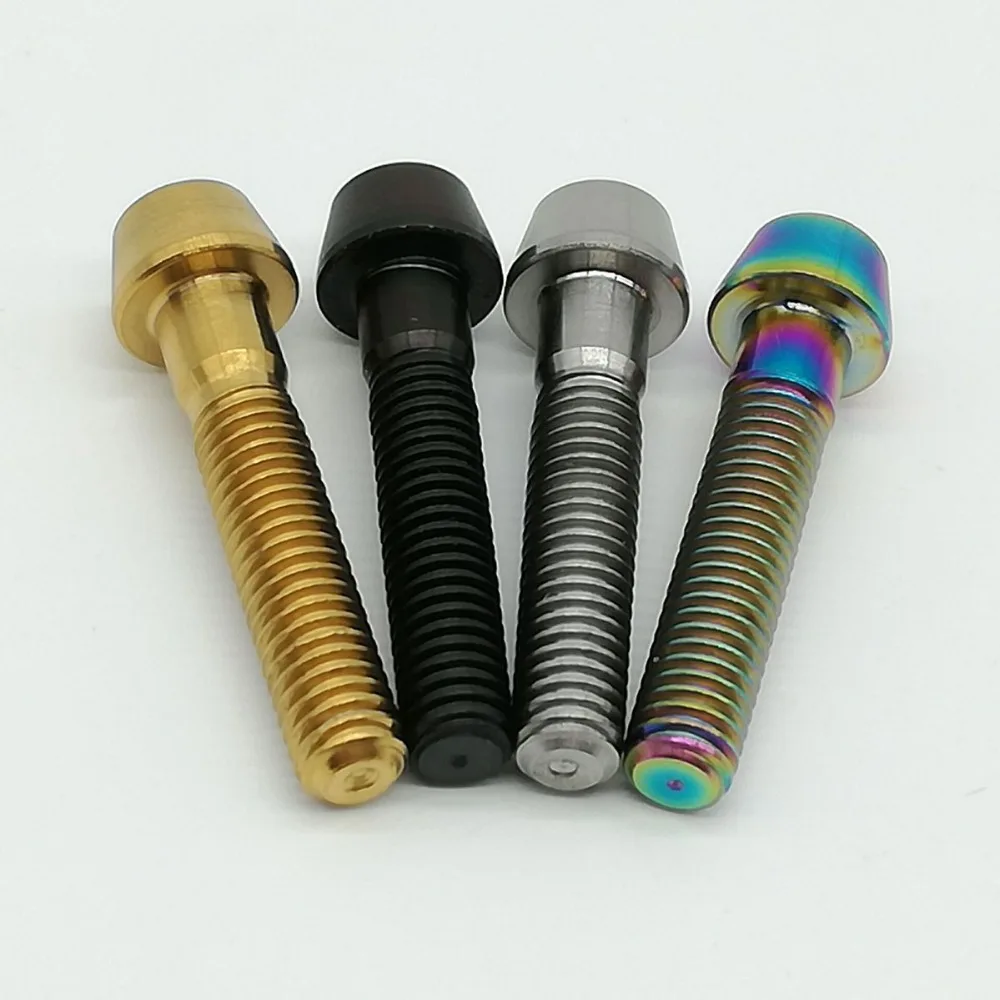 Titanium bike screws M6x20mm gr 5 torx and tapered head with washer 6 pcs