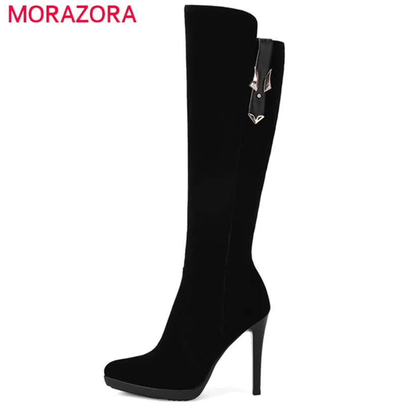 MORAZORA Big size 34-40 knee high boots fashion shoes woman high heels boots female platform flock zip hot sale womens boots
MORAZORA Big size 34-40 knee high boots fashion shoes woman high heels boots female platform flock zip hot sale womens boots