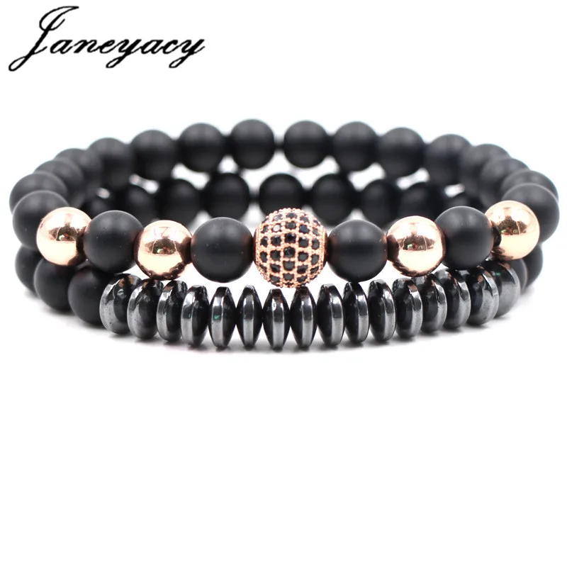 Janeyacy New 2 Pcs / Set Fashion Zircon Bracelet Women Pulseira Classic Frosted stone Black Beaded Bracelet Men CZ Pulsera 2018
Janeyacy New 2 Pcs / Set Fashion Zircon Bracelet Women Pulseira Classic Frosted stone Black Beaded Bracelet Men CZ Pulsera 2018