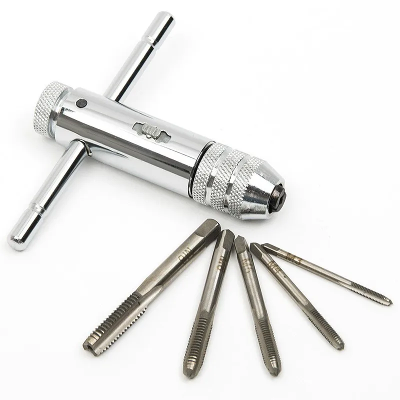 Adjustable M3-M8 Steel T-Handle Ratchet Wrench Tapping Threading Tool with Sliver Hand Screw Tap
Adjustable M3-M8 Steel T-Handle Ratchet Wrench Tapping Threading Tool with Sliver Hand Screw Tap