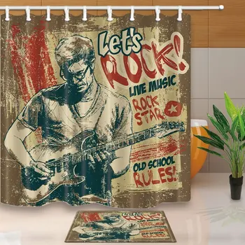 Retro Poster Decor,Entertainment Rock and Roll Young People Playing Guitar in Vintage Mildew Resistant Shower Curtain Suit
Retro Poster Decor,Entertainment Rock and Roll Young People Playing Guitar in Vintage Mildew Resistant Shower Curtain Suit